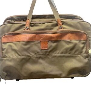 Vtg Hartmann Compartments Nylon & Leather Carry On Weekender Expandable Bag